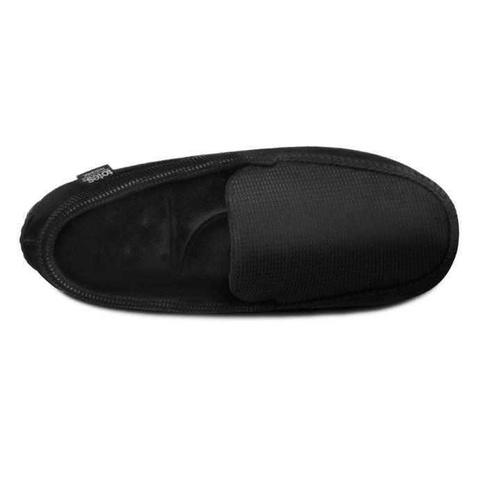 Isotoner® Mens Square Patterned Smart Moccasin Slipper Black Extra Image 4